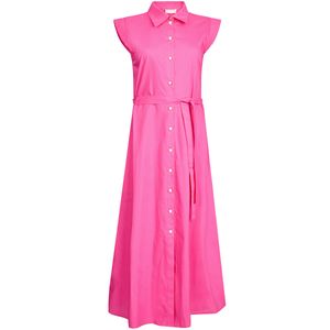 Long pink dress in cotton poplin