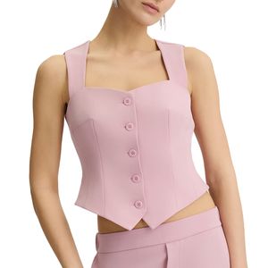 Top rosa con bottoni