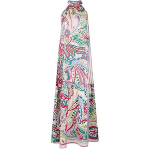 Long satin dress with all-over pattern