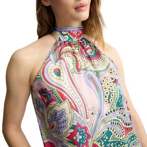 Long satin dress with all-over pattern