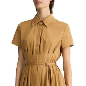 Beige Chemisier Dress with Buttons