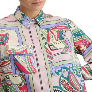 Camicia in raso con stampa all over