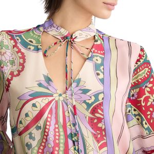 Silk blouse with scarf print