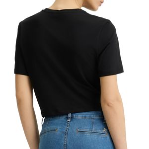 T-shirt in cotone con charm oro