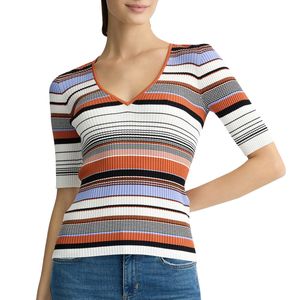 Striped V-neck T-shirt