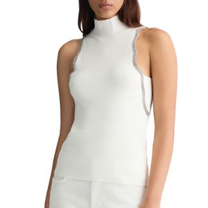 High neck top with rhinestones