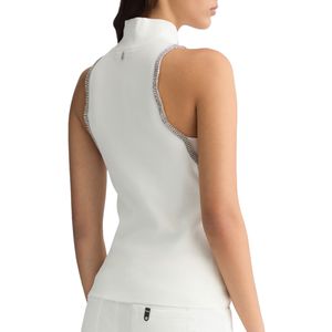 High neck top with rhinestones