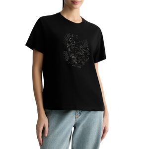 Cotton T-shirt with rhinestone print