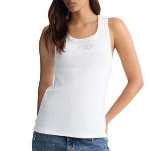 Canottiera in cotone tinta unita con logo