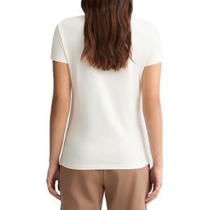 White T-shirt with floral logo and rhinestones