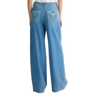 Jeans flare a vita alta in denim stretch