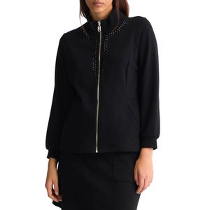 Felpa nera con zip e strass