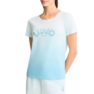 T-Shirt sfumata con logo di strass