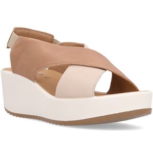 Beige sandal with wedge and elastic