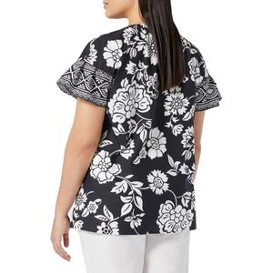 Black Mayaca Blouse with Floral Pattern