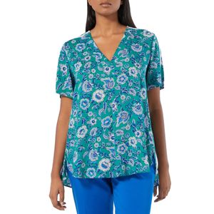 Blusa con stampa e scollo a V Cinese