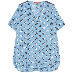 Chinese V-Neck Print Blouse