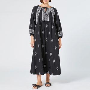 Abito lungo nero in cotone Fida