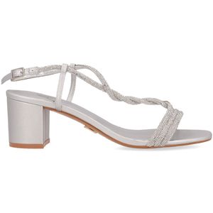 Silver sandal with rhinestones