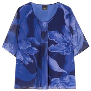 Pegola top in printed blue georgette