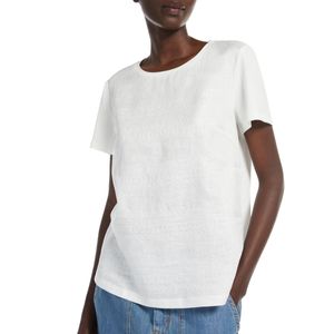 T-shirt bianca in misto lino e cotone Bondeno