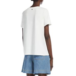 T-shirt bianca in misto lino e cotone Bondeno