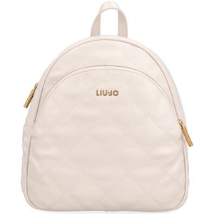 Diamond-patterned eco-leather backpack