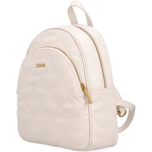 Diamond-patterned eco-leather backpack