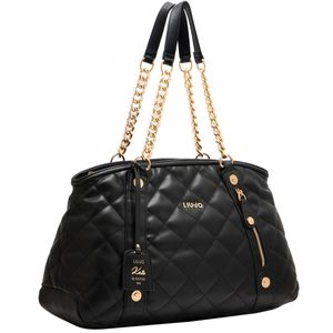 Quilted handbag with logo charm