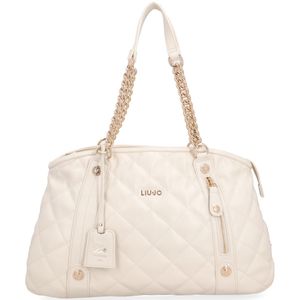 Quilted handbag with logo charm