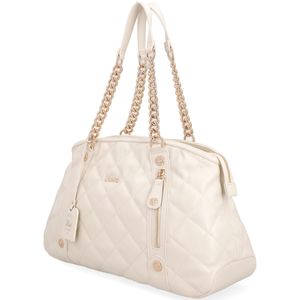 Quilted handbag with logo charm