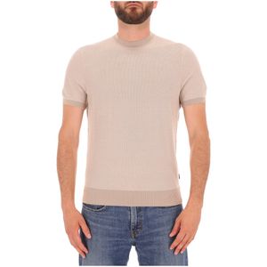 Maglia maniche corte beige misto cotone e lyocell