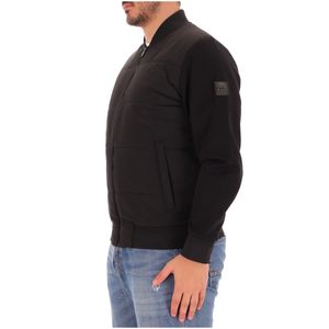 Bi-material jacket with fabric sleeves and back