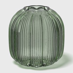 Green Fleur vase 11x11 cm in glass
