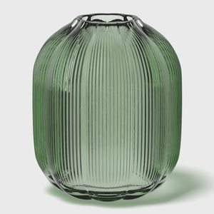 Green Fleur glass vase 16x19 cm
