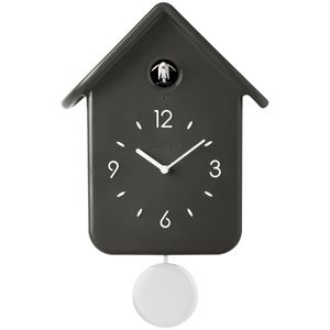 Black Wall Clock with Pendulum Home
