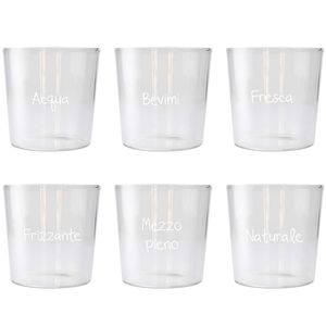 Set of 6 glasses with different aphorisms