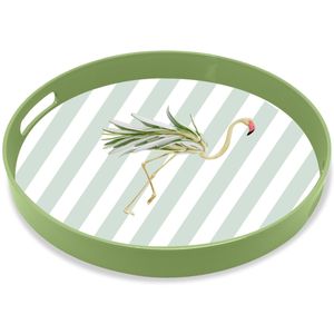 Colorful round tray with collage print