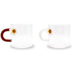 Set di 2 tazzine in vetro con decorazioni