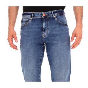 Faded jeans with logo pin