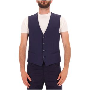 Gilet navy in lino e viscosa