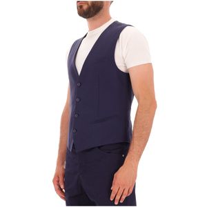 Gilet navy in lino e viscosa