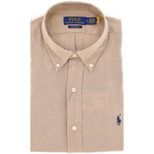 Camicia beige Custom Fit in lino
