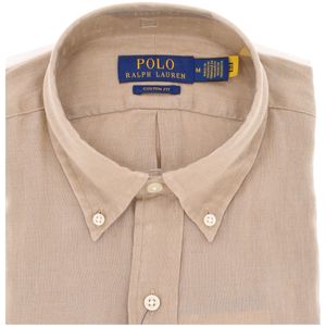 Camicia beige Custom Fit in lino