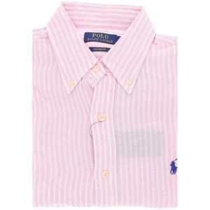 Custom Fit Striped Linen Pink Shirt