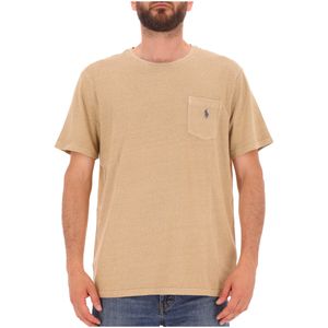 Beige cotton and linen T-Shirt with pocket