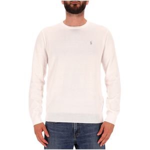 Maglione bianco in cotone con logo