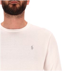 Maglione bianco in cotone con logo