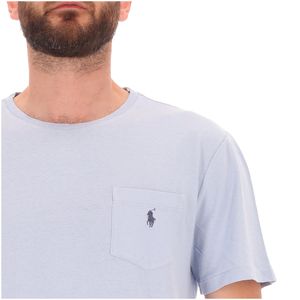 Light blue cotton and linen T-Shirt with pocket