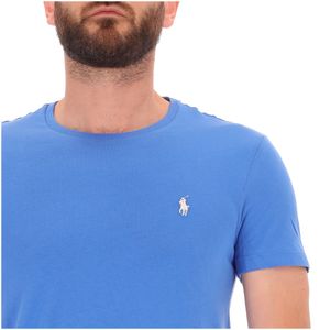 T-shirt blu girocollo con logo